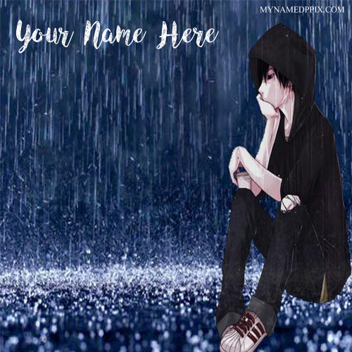 Write Name Sad Anime Boy Rain Image Online Profile Set My Name Pix Cards